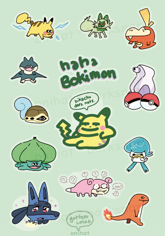 bokimon sticker sheet