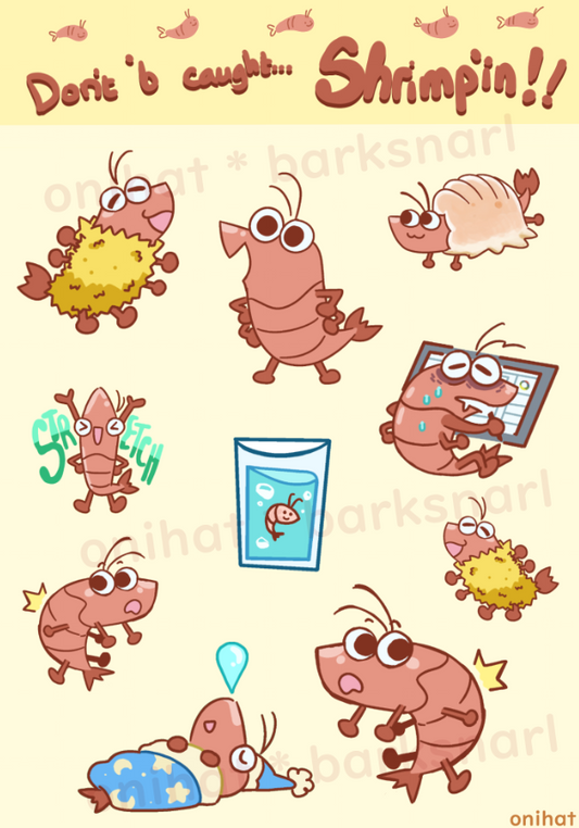 Dont be Caught Shrimp'n!!! sticker sheet